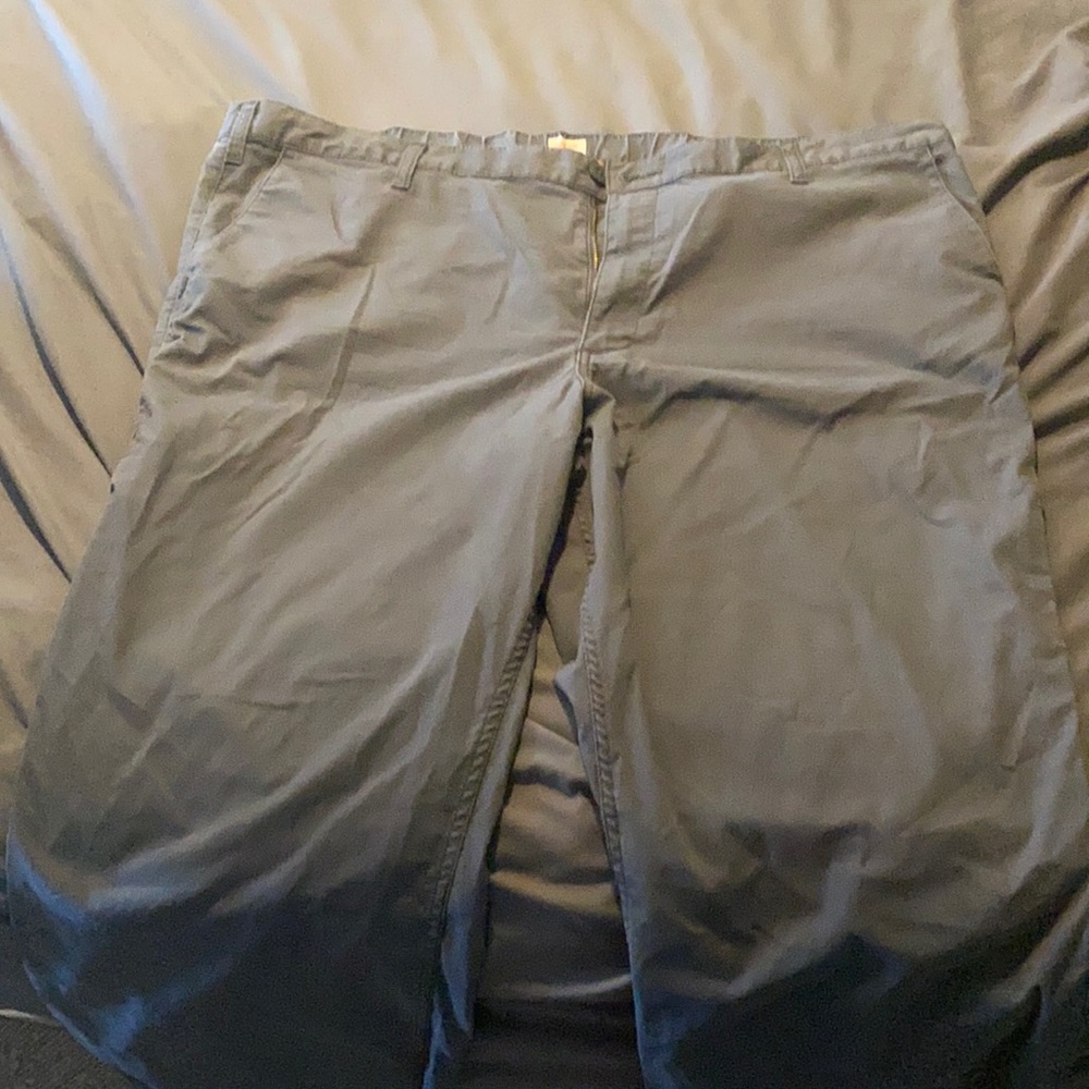 Gray dockers with stretch waist